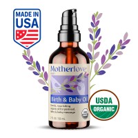 Motherlove Birth & Baby Oil 2oz | Gentle, organic, nourishing oil for perineal, labor, & baby massage| Organic Perineal Massage Oil | Baby Massage Oil | Made in USA